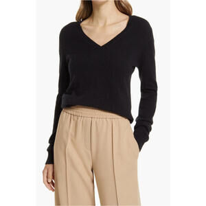 NEW, Nordstrom V-Neck Cashmere Sweater in Black SZ 2X #S7489